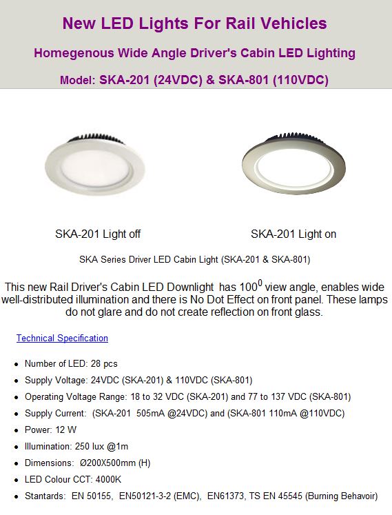 New LED Lights For Rail Vehicles